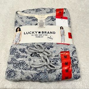NWT - Lucky Brand Tee, Tank, Short, and Pant Pajama Set. Size M